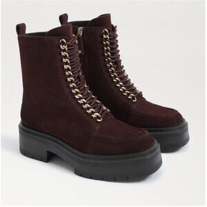 Sam Edelman Women's Spiced Pecan Suede Lovrin Platform Combat Boots Size 7.5